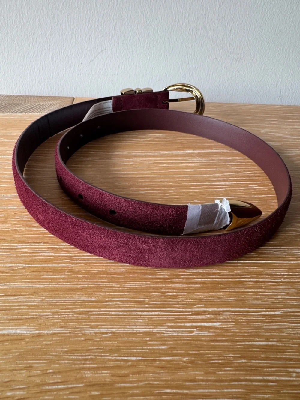 NWOT! MADEWELL Women’s Triple Metal Keeper Belt Dark Red Suede Gold Size Small - Picture 6 of 16